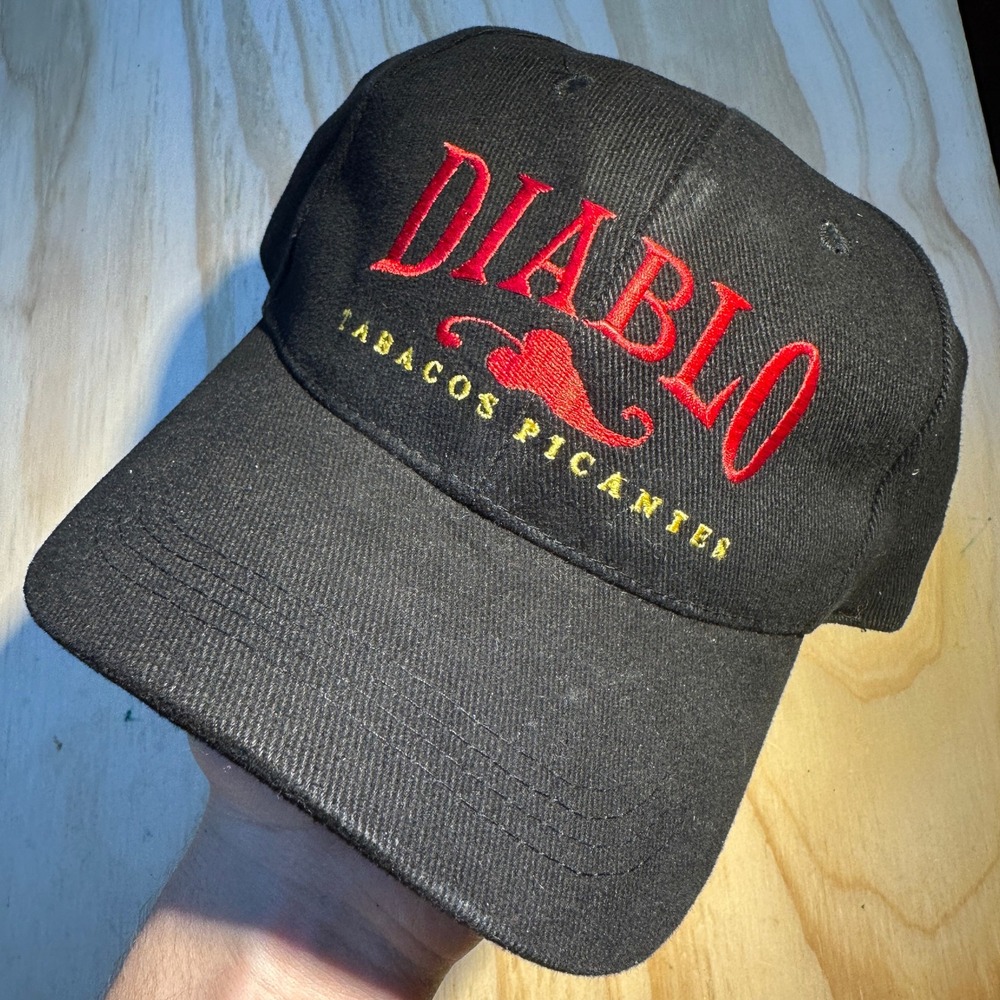 Diablo Cigars Tabacos Picantes Black Embroidered Baseball Cap Hat Adjustable